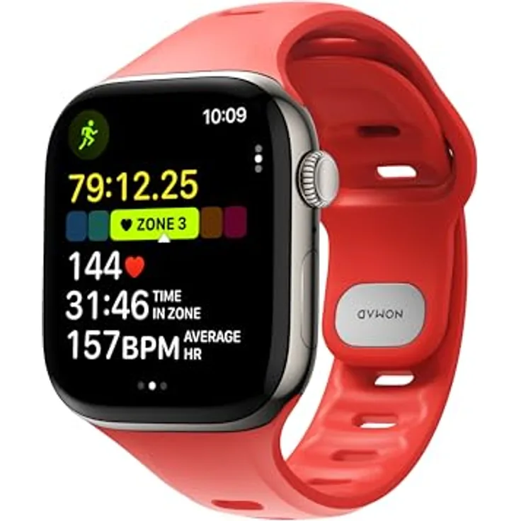 NOMAD Tempo Band für Apple Watch 42mm, wasserfestes und schlankes Sportarmband in Coral