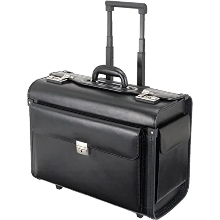 Alassio 92301 - Pilotenkoffer SILVANA, aus Lederimitat, ca. 48 x 39,5 x 23 cm, mit 2 Rollen, schwarz – Bild 1