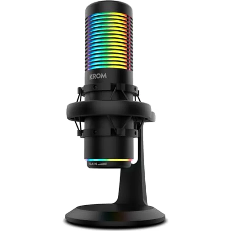 KROM KAZE - HQ Streaming Mikrofon-Kit mit Kugel- und Nierencharakteristik, 2 Kapselkondensatoren, Anti-Shock-Halterung, RGB, Schwarz – Bild 1
