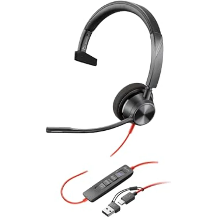 Poly Blackwire 3310-M, Microsoft Teams zertifiziertes USB-C-Headset, Mono, kabelgebunden, 32 Ohm, 20 Hz - 20 kHz, On-Ear, 2,2 m Kabel – Bild 7