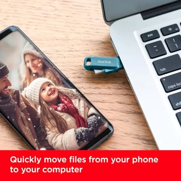 SanDisk Ultra Dual Drive Go, 1000 GB USB-Stick mit USB-C und USB-A, drehbares Design, türkise Farbe – Bild 6