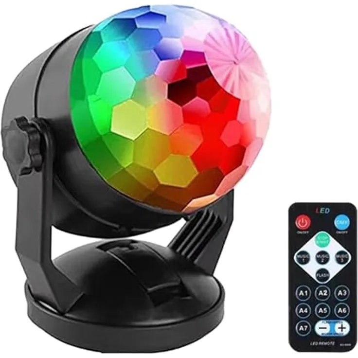 DENVER LED-Discokugel LDB-319, batteriebetrieben mit Fernbedienung, 8000 Stunden LED-Lebensdauer, inkl. Saugnapf und Tischständer