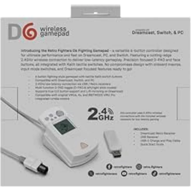 Retro Fighters D6 Dreamcast, Wireless 6-Button Controller für Nintendo Switch und PC, Weiß, mit hochpräzisem D-Pad und konfigurierbaren Modus-Einstellungen – Bild 9