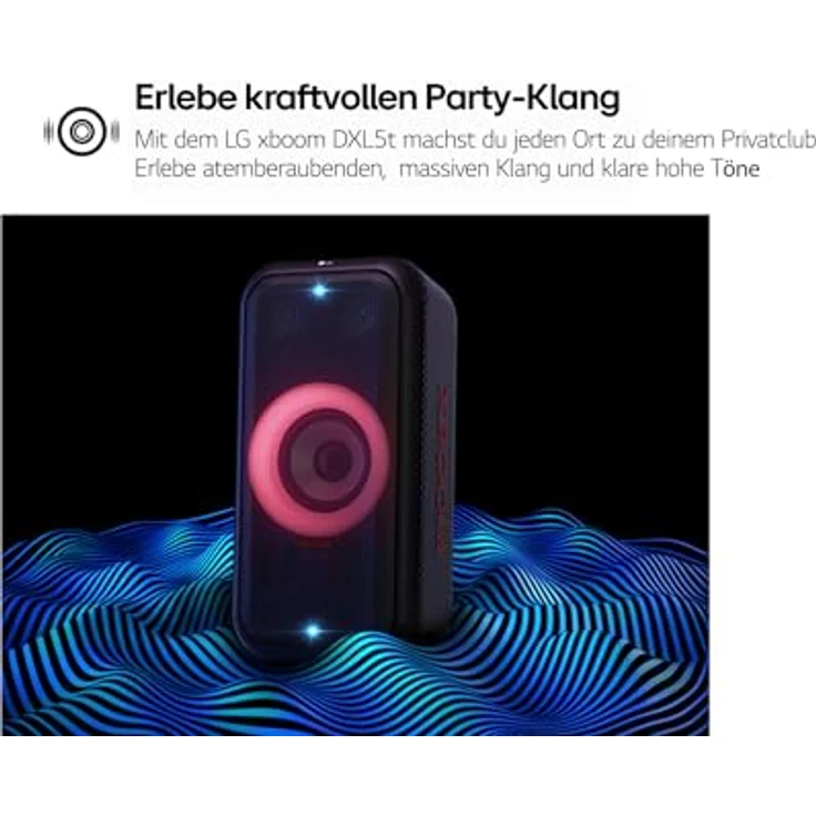 LG xboom DXL5T, rollbarer Bluetooth-Lautsprecher mit 200 W, Karaoke- & DJ-Funktionen, Beleuchtung, Schwarz [Modelljahr 2024] – Bild 2