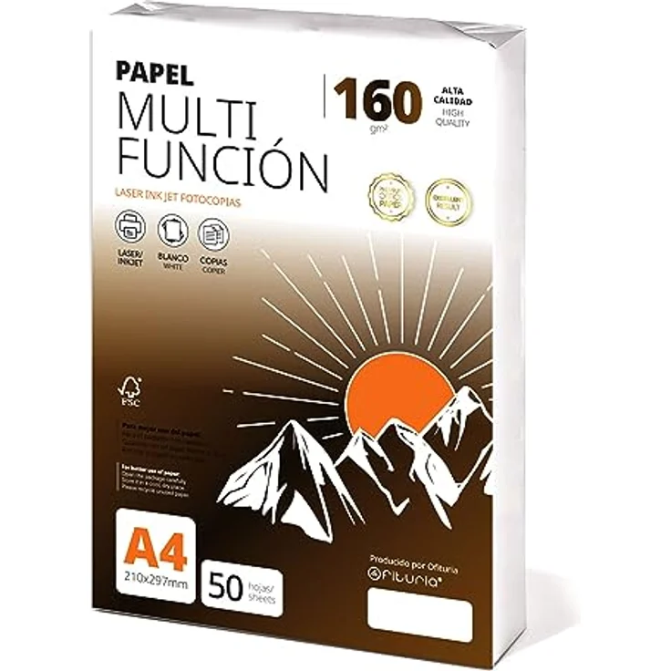 Ofituria Kopierpapier, DIN A4, 160 g/m2, 50 Blatt, Mehrzweckpapier für Laser- und Tintenstrahldrucker, Kopierer – Bild 1