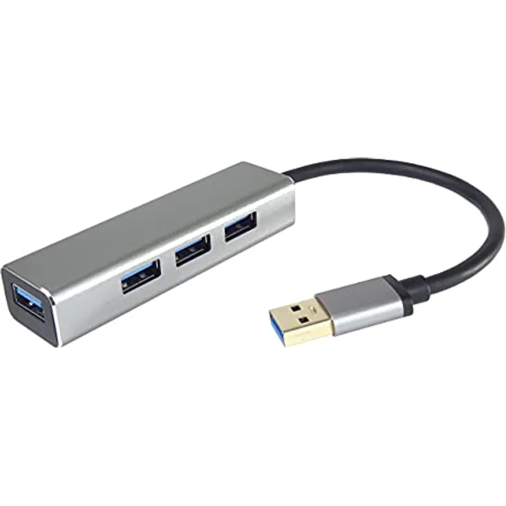PremiumCord USB 3.0 Superspeed HUB 4-Port, 5Gbps, USB Stecker für 4 USB Buchse, Farbe Silber