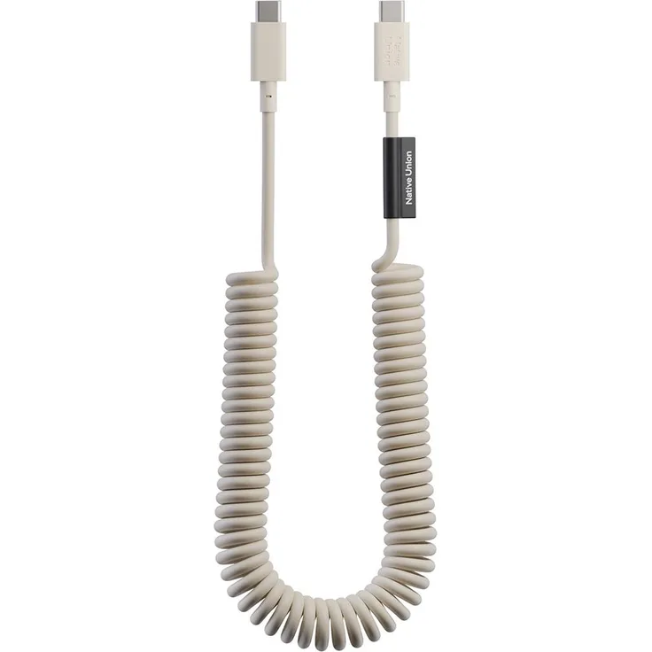 Native Union USB-C Spiralkabel 60W, 2,4m Serie POP, Schnellladen, beige