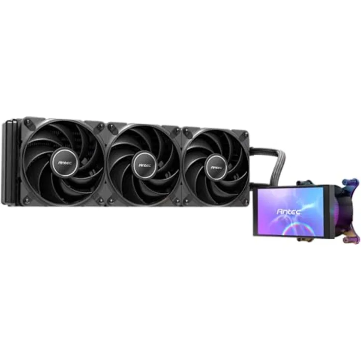 Antec Vortex View 360 AIO Liquid CPU-Kühler, 12,7 cm IPS-Display, 3 x 120 mm PWM-Lüfter, RGB-Hintergrundbeleuchtung, Intel LGA 1700
