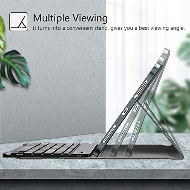 Fintie Tastatur Hülle für iPad Air 11 Zoll M2, iPad Air 6/5/4 (2024/2022/2020) 10,9 Zoll, Dunkelgrau, magnetisch Abnehmbarer Keyboard, TPU Rückschale mit Stifthalter – Bild 5