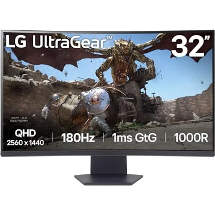 LG Electronics 32GS60QX-B.AEUQ UltraGear™ Curved QHD Gaming VA-Monitor 32" (80cm), 2560 x 1440, 1ms GtG, 180 Hz, HDR10, AMD FreeSync™ - Schwarz – Bild 1