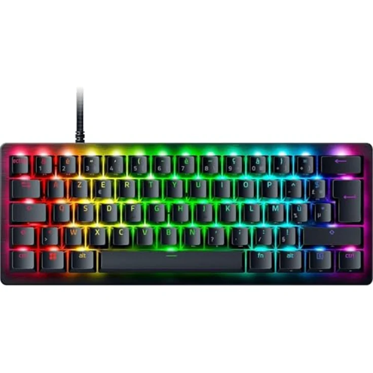 Razer Huntsman V3 Pro Mini, 60% optische Gamer-Tastatur mit analogen Switches, verstellbaren Schaltern 0,1–4 mm, PBT Doubleshot-Tasten, AZERTY Layout, Schwarz