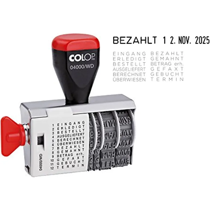 Colop 04000/WD Datumstempel mit 12 Lagertexten