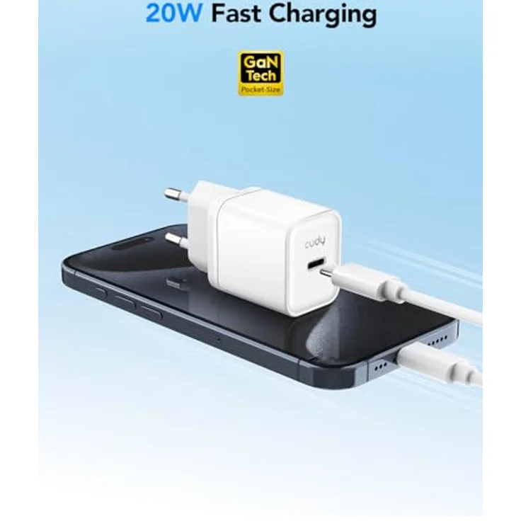 Cudy CH20 USB-C-Ladegerät, 20 W Schnellladegerät mit QC/PD 3.0 Technologie, universelle Kompatibilität für iPhone, iPad, Samsung, kompakt und leicht – Bild 2