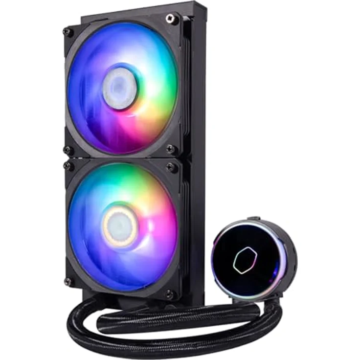 Cooler Master PL240 Flux, CPU Wasserkühler mit Dual-Radiator-Design, RGB-Beleuchtung, Schwarz – Bild 1