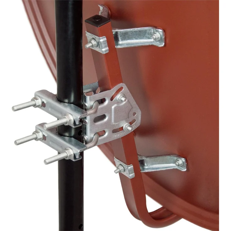PremiumX SAT Anlage 80cm Aluminium Antenne Ziegelrot Quad Monoblock mit F-Stecker, 38,7 dB Gewinn, HDTV-fähig, integrierter DiseqC Schalter