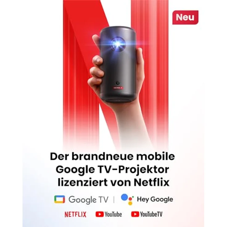 NEBULA Capsule3 Mini Beamer, Smart Projektor, 1080p, WLAN, 200 ANSI-Lumen, Tragbarer Beamer mit GTV, Netflix Vorinstalliert, Dolby Digital, 120-Zoll Bild, integrierter Akku, 2,5 Stunden Spielzeit – Bild 3