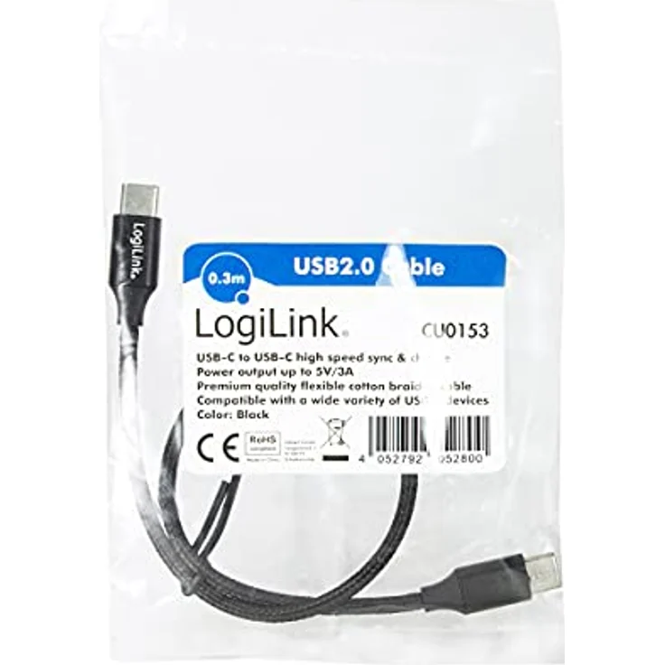 USB 2.0 Anschlusskabel, USB (Typ C) zu USB (Typ C) schwarz, 0,3m – Bild 9