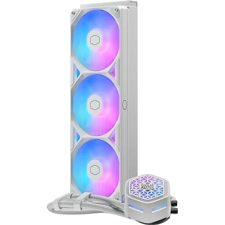 Cooler Master MasterLiquid Atmos II 360, CPU Wasserkühler mit ARGB-Beleuchtung, weiss, modular und leise – Bild 2