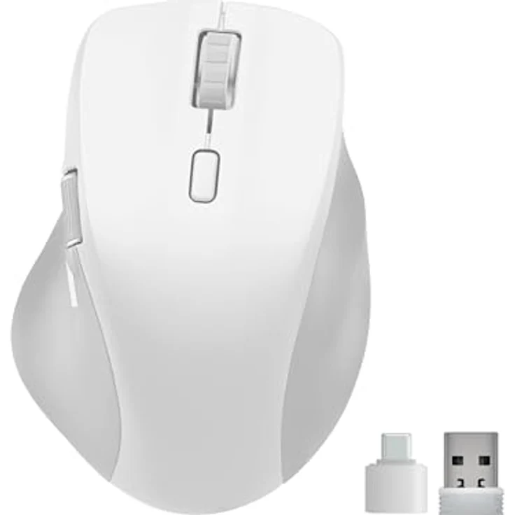Speedlink Libera Silent Mouse, Bluetooth Maus mit leisen Tasten, wiederaufladbarem Akku, ergonomisch, 3200 DPI, Daumen Scrollrad, weiß – Bild 3