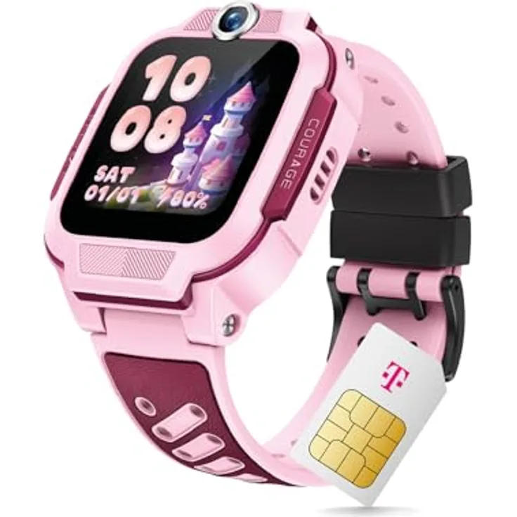 Deutsche Telekom imoo Kids Watch Z3, Smartwatch für Kinder mit GPS, Telefonfunktion, Datenschutz, wasserdicht, rosa
