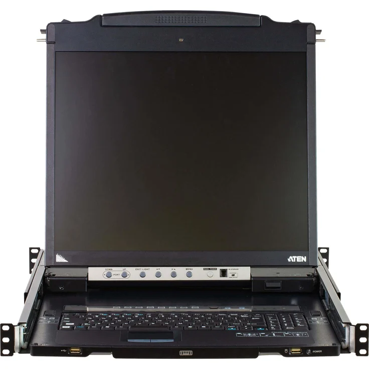 Aten CL5808N UK Dual Rail KVM-Switch, 8-Port 19"-LCD mit PS/2-USB VGA, Schwarz