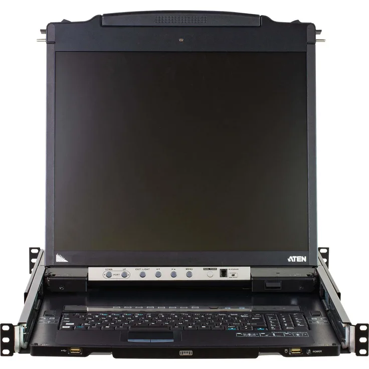 Aten CL5808N UK Dual Rail KVM-Switch, 8-Port 19"-LCD mit PS/2-USB VGA, Schwarz