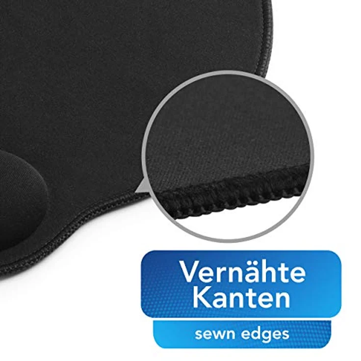 Sidorenko Mauspad mit Gelkissen - 26x23cm - Ergonomisches Mauspad mit Vernähte Kanten - Mousepad mit Handauflage für schonende Handgelenk Haltung - schwarz – Bild 4