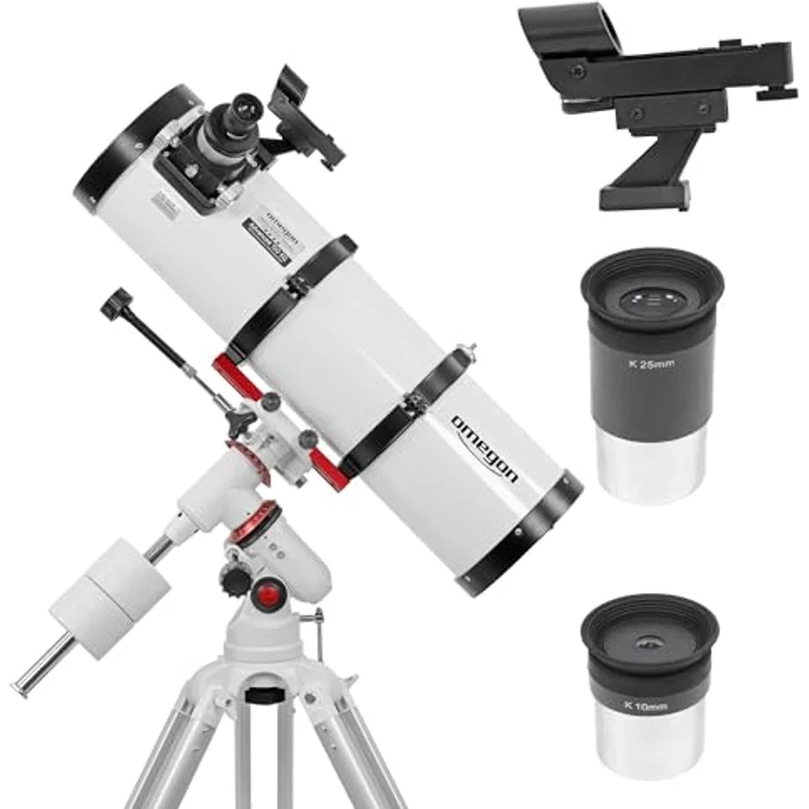 Omegon Teleskop Advanced 150/750 EQ-320, Spiegelteleskop für Einsteiger, 2" Profi-Okularauszug, lichtstark für Sonnensystem & Deep-Sky, EQ-320 Montierung mit Alustativ, inkl. Zubehör – Bild 1