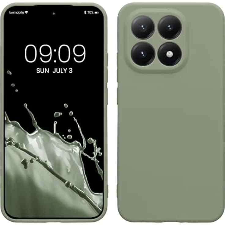 kwmobile Handyhülle für Xiaomi 15T - Silikon Case in Graugrün, flexibel und stabil mit rutschfester Oberfläche – Bild 1