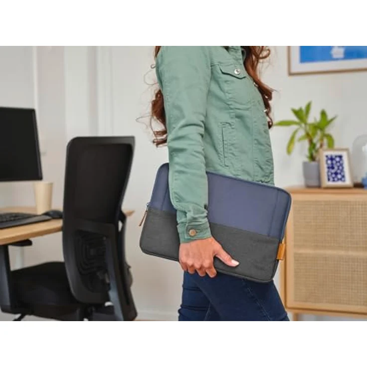 Trust Lisboa Laptophülle 13.3 Zoll, Laptoptasche aus Recycelten PET-Flaschen, Arbeitstasche Laptop Sleeve, Tasche Herren Damen für MacBook Notebook HP Dell Asus Lenovo Reisen Business - Blau – Bild 5