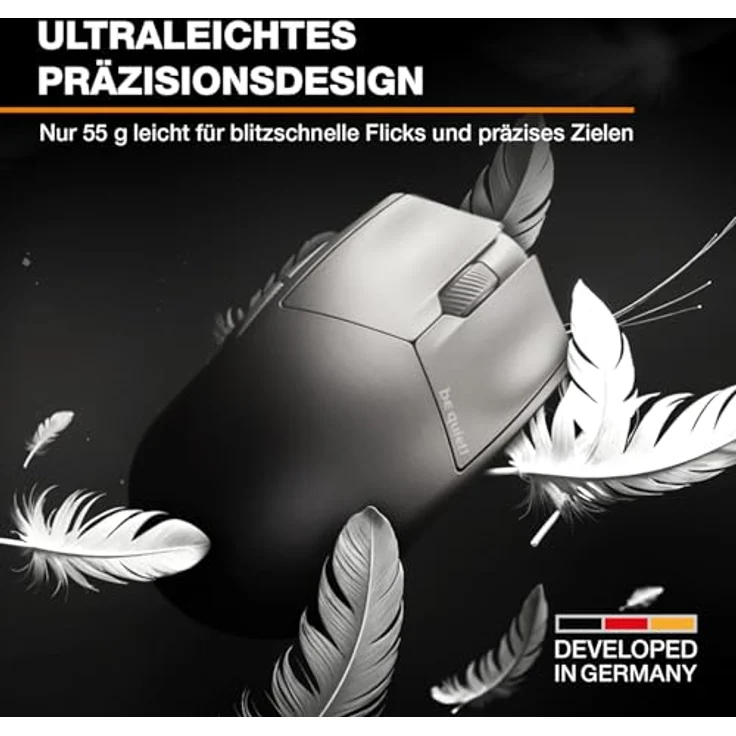 be quiet! Dark Perk Ergo, PC Maus mit 32.000 DPI, 8.000 Hz Abtastrate, PixArt PAW3950 Sensor und extrem langer Akkulaufzeit – Bild 2