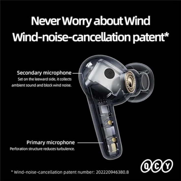 QCY T13X Tws Bluetooth 5.3 Kopfhörer - Schwarz mit Windgeräuschunterdrückung – Bild 6