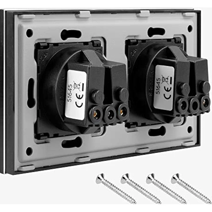 Navaris Alu Schuko Steckdose zweifach - Design Einbau Wandsteckdose Steckdosenleiste (Kabellänge 15,50 m) - Aluminiumrahmen, 16A, 4000W pro Steckdose – Bild 3