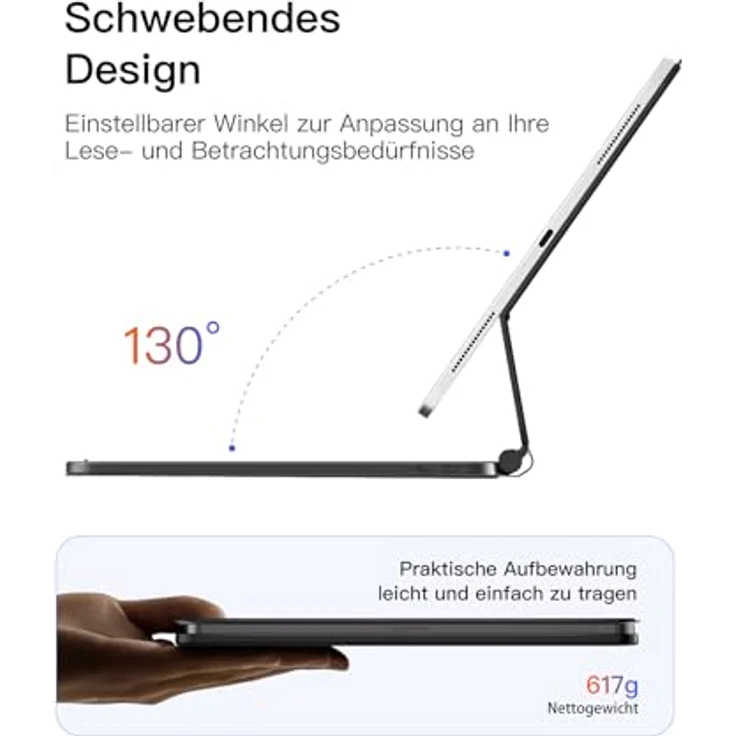 Inateck Tastatur Hülle für iPad 10/11 Generation 2025 A16, mit Touchpad, freitragendem Ständer und 7-farbiger Hintergrundbeleuchtung – Bild 3
