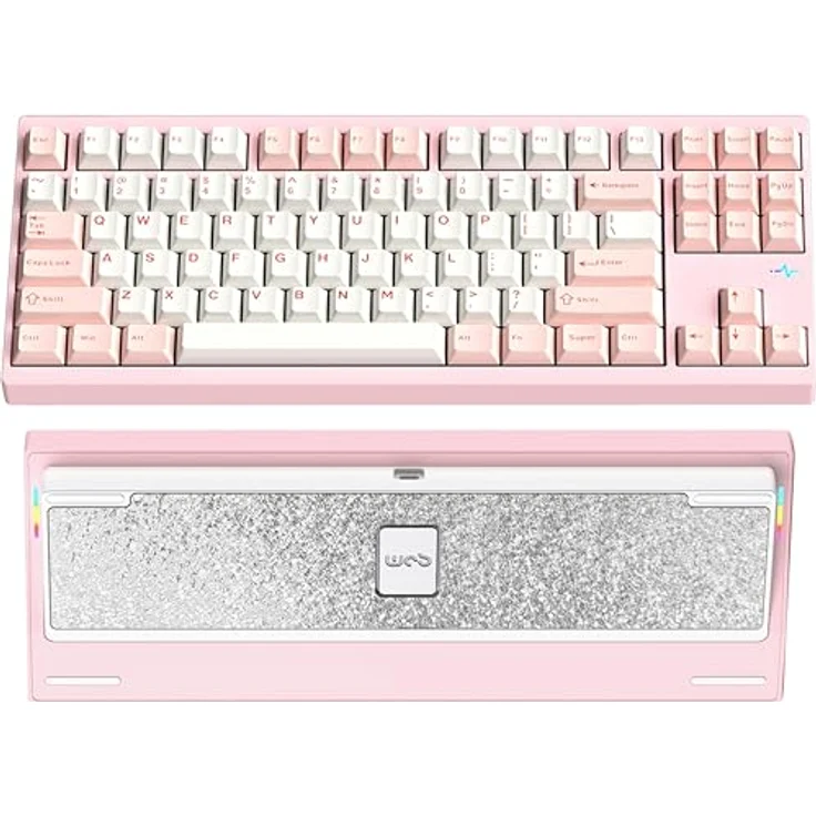 CutiePcs WOBKEY Crush 80 Reboot, Mechanische Tastatur mit CNC Aluminium, 5-Sekunden-Schnellverschluss, Dreifach-Verbindungsmodi, hervorragender Akustik, Pro Rosa – Bild 1