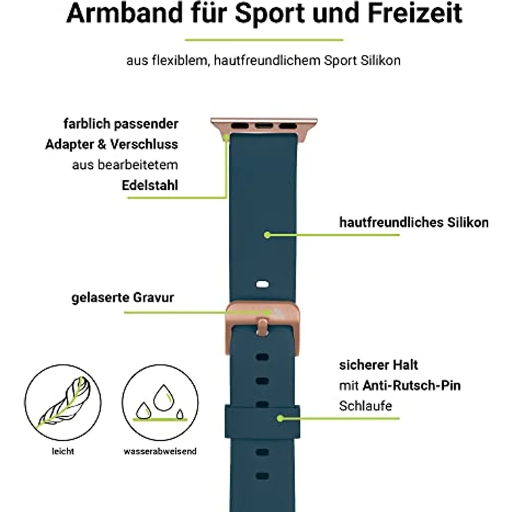 Artwizz WatchBand Silicone für Apple Watch 38/40mm - NordicBlue Wearables-Zubehör – Bild 2