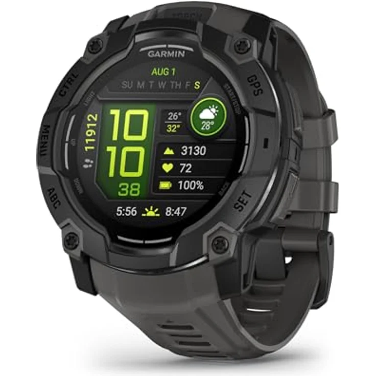Garmin Instinct 3 50mm AMOLED GPS-Smartwatch, wasserdicht, mit LED-Taschenlampe, Pulsmessung und smarten Features, schwarz – Bild 1