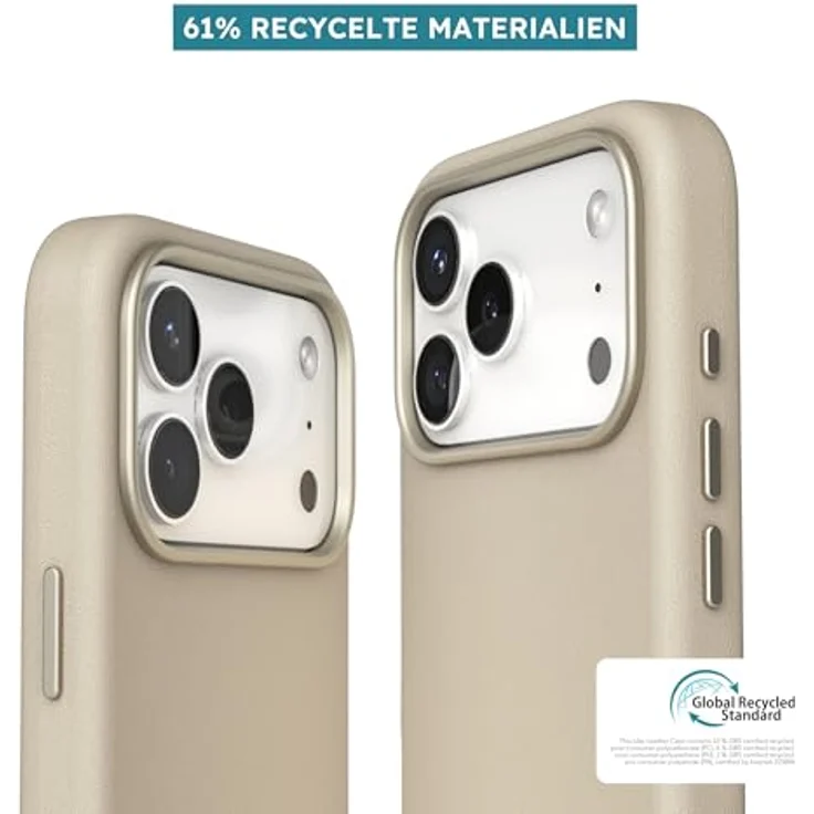 VONMÄHLEN Like Leather Case für iPhone 17 Pro, vegane Lederschutzhülle mit MagSafe-Kompatibilität und recycelten Materialien - Cream – Bild 4