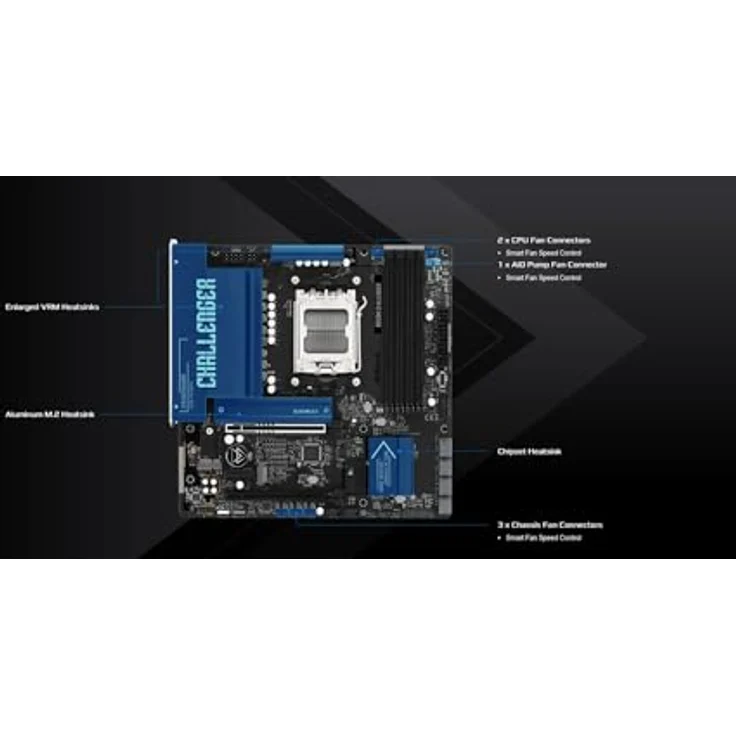 ASRock B850M Challenger AM5, mATX Mainboard mit HDMI/DP, 8+1+1 Phasen Power Delivery, DDR5 bis 8000+ (OC), PCIe 5.0, Realtek 2.5G LAN – Bild 4