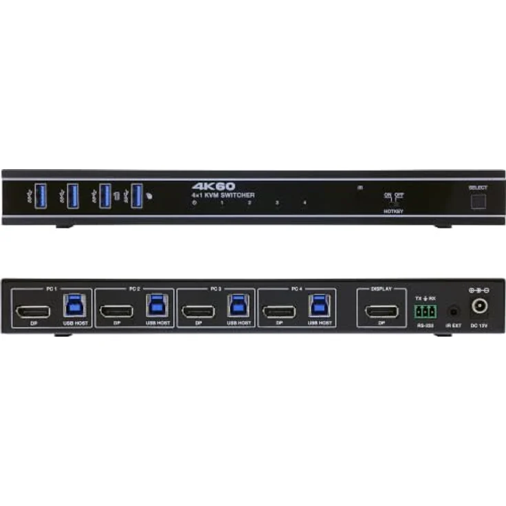InLine DisplayPort KVM Switch 4 Port, 4K 60 Hz, DP 1.4a, USB, RS232, Metallgehäuse – Bild 3