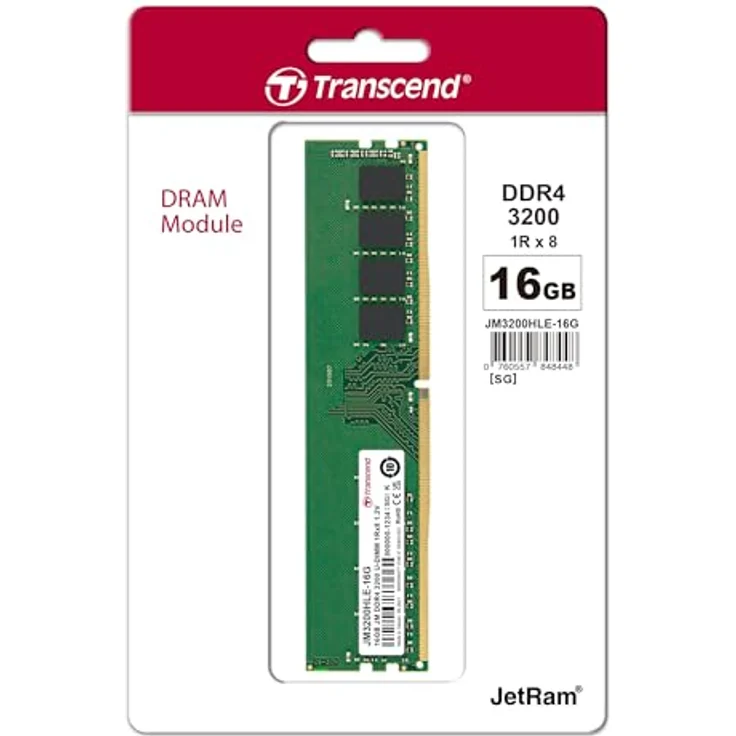Transcend JM3200HLE-16G Arbeitsspeicher 16 GB DDR4 3200 MHz Arbeitsspeicher Modul (16 GB, DDR4, 3200 MHz, U-DIMM) - Preisvergleich – Bild 2