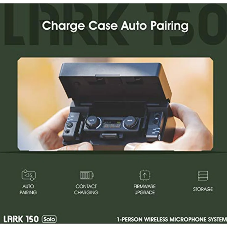 Hollyland Lark 150 Solo Mikrofon 1:1, Transmitter und Receiver mit 100m Übertragungsdistanz, intelligente DSP-Rauschunterdrückung, Ladekoffer und Echtzeit-Klangüberwachung – Bild 7