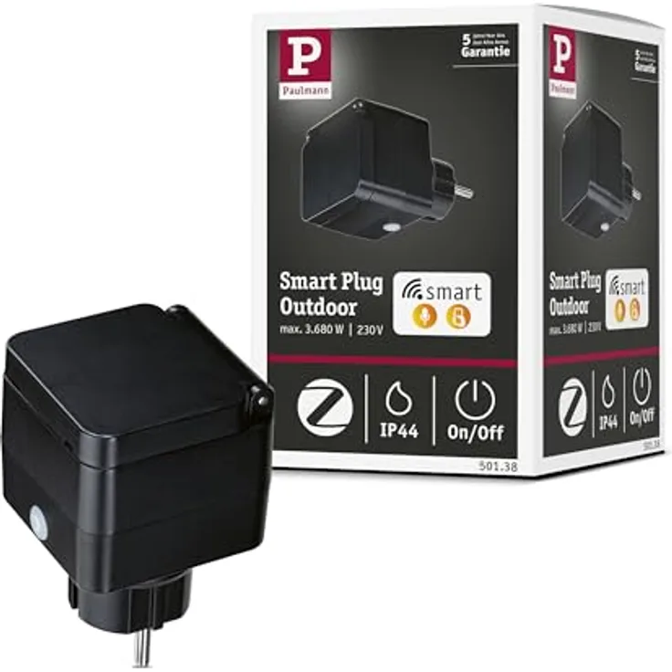 Paulmann Smart Plug Outdoor ZigBee Zwischenstecker, 3.680 Watt, App- und Sprachsteuerung, Repeater-Funktion
