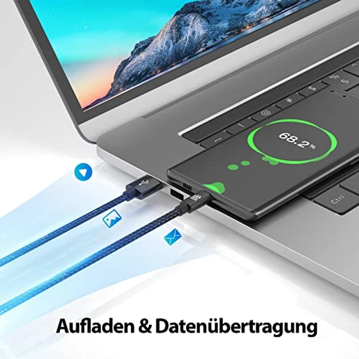 JAMEGA 1m Premium Micro USB Kabel | Nylon geflochtenes Datenkabel für Micro USB Geräte kompatibel mit Samsung, HTC, Huawei, Sony, Nokia, Kindle, PS4 XBOX Controller – Schwarz – Bild 3