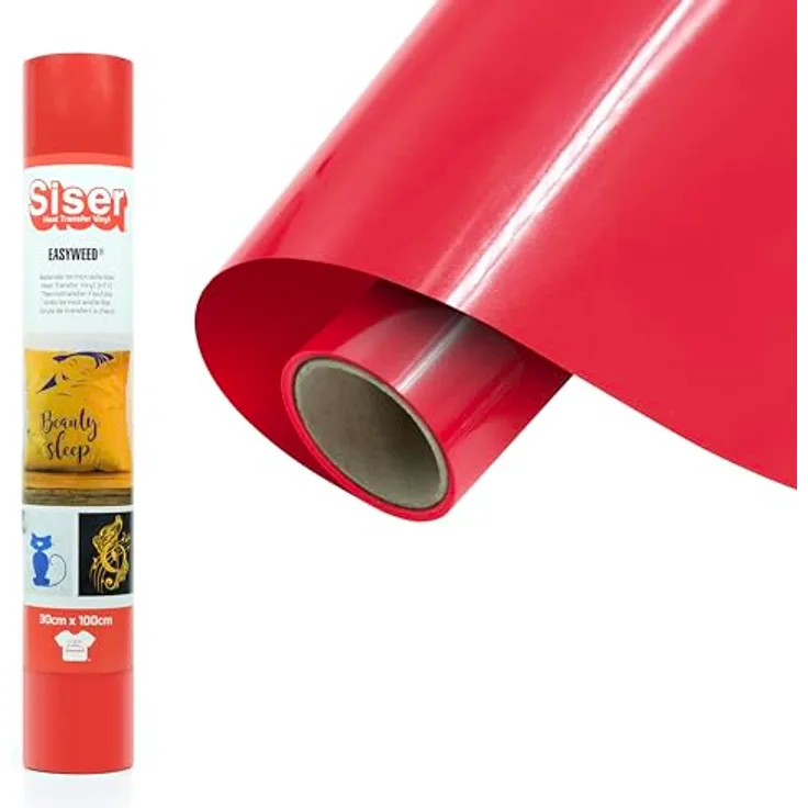 Siser Transferfolie, PVC-freie Folie für Cad-Cut-Anwendungen, Schnittbreite 30 cm, hellrot, hohe Waschbeständigkeit