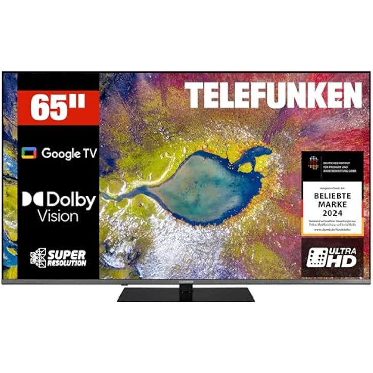 TELEFUNKEN D65U980B2CW, 65 Zoll 4K UHD Smart TV mit Dolby Vision HDR, Dolby Atmos und Triple-Tuner, inkl. 6 Monate HD+, LED TV – Bild 1
