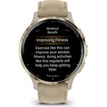 Garmin Herren Smartwatch Venu 3S mit Lederband Beige 010-02785-55, Fitness Tracker mit GPS und Herzfrequenzmessung
