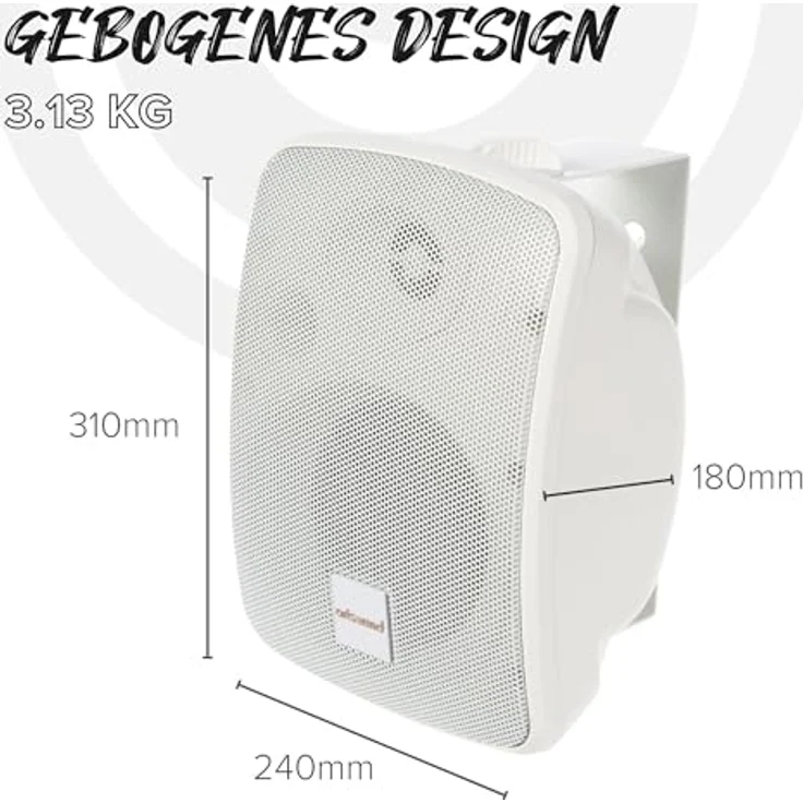 Artsound ASW65.2, 2er-Set wasserdichte Lautsprecher, 2-Wege-HiFi-Lautsprecher, 20-140 Watt, mit, Weiß – Bild 5