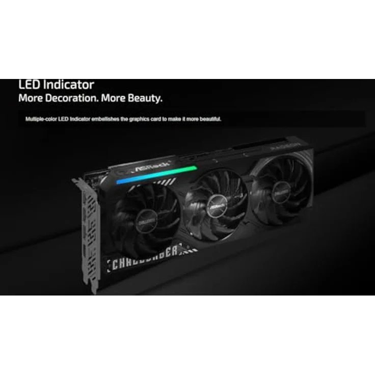 ASRock Radeon RX 9070 Challenger Grafikkarte, 16384 MB GDDR6, Triple-Fan-Kühlerdesign mit RGB-Beleuchtung – Bild 6