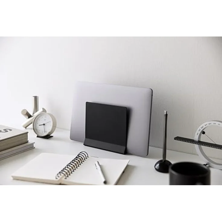 Yamazaki 4499 Tower, Schmaler Laptop-Ständer in Schwarz aus Stahl/Silikon/Polypropylen, minimalistisch, 16 x 5.7 x 15.2 cm – Bild 2